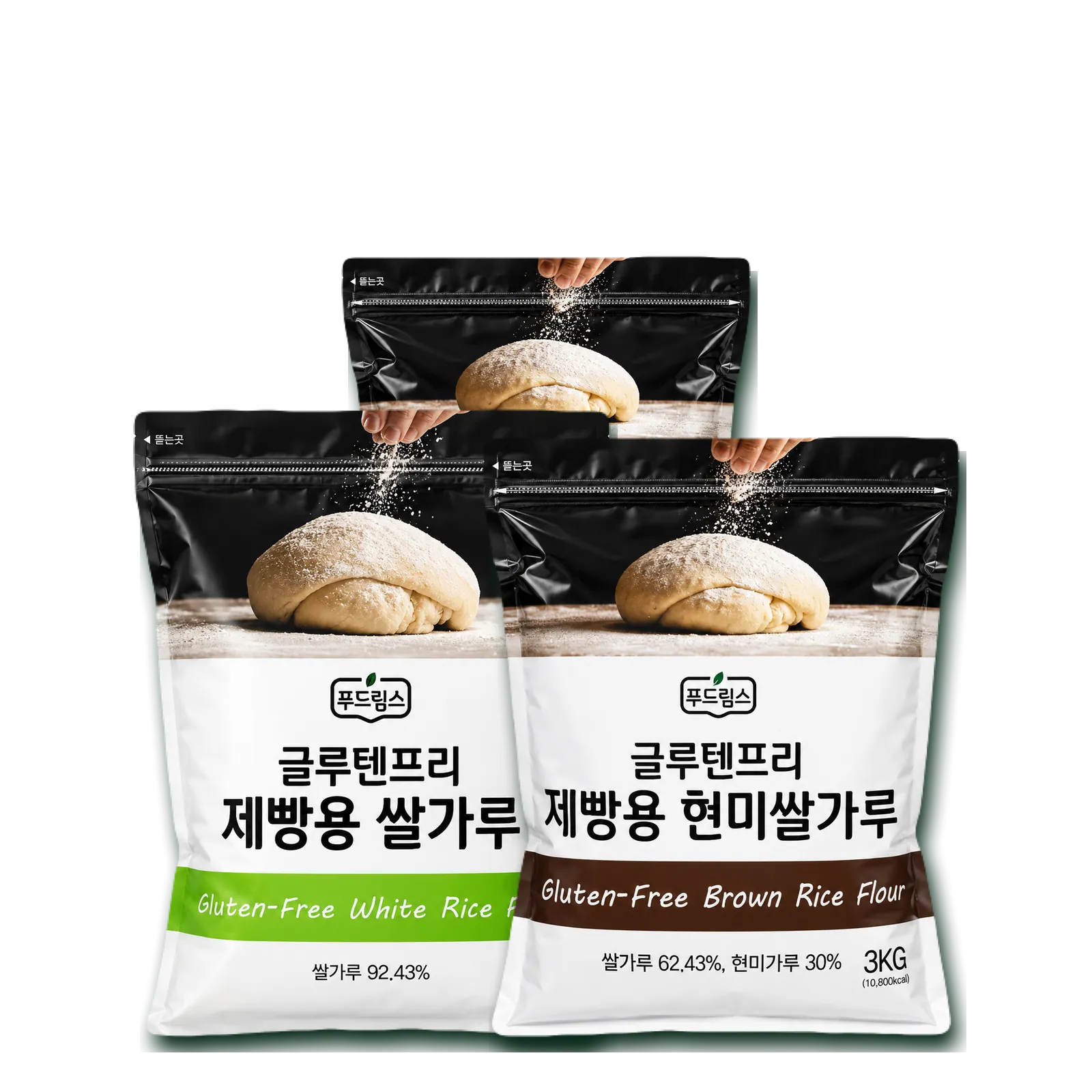 9кг багц — Foodreams цагаан болон бор будааны гурил, 3кг × 3 уут